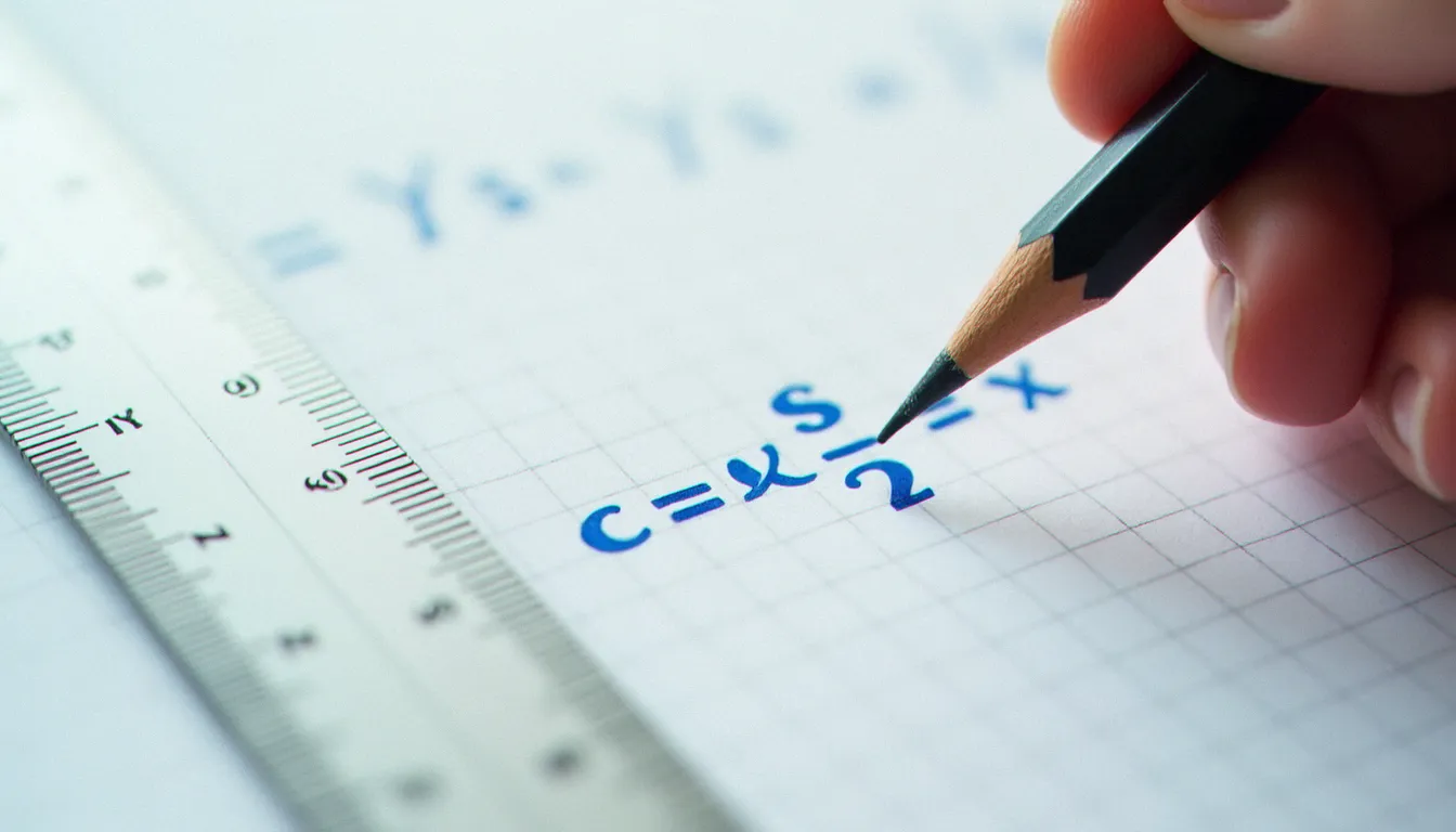 Formule de calcul des intérêts simples écrite à la main sur papier quadrillé avec règle et crayon de précision